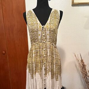 Free People Bohemian Gold and Cream Dress/Tunic
